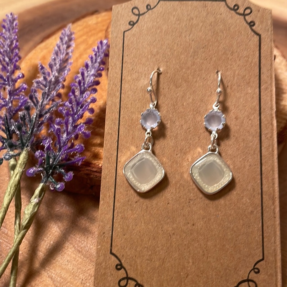 Pretty summer, silver and clear stone Napier earrings. Never worn